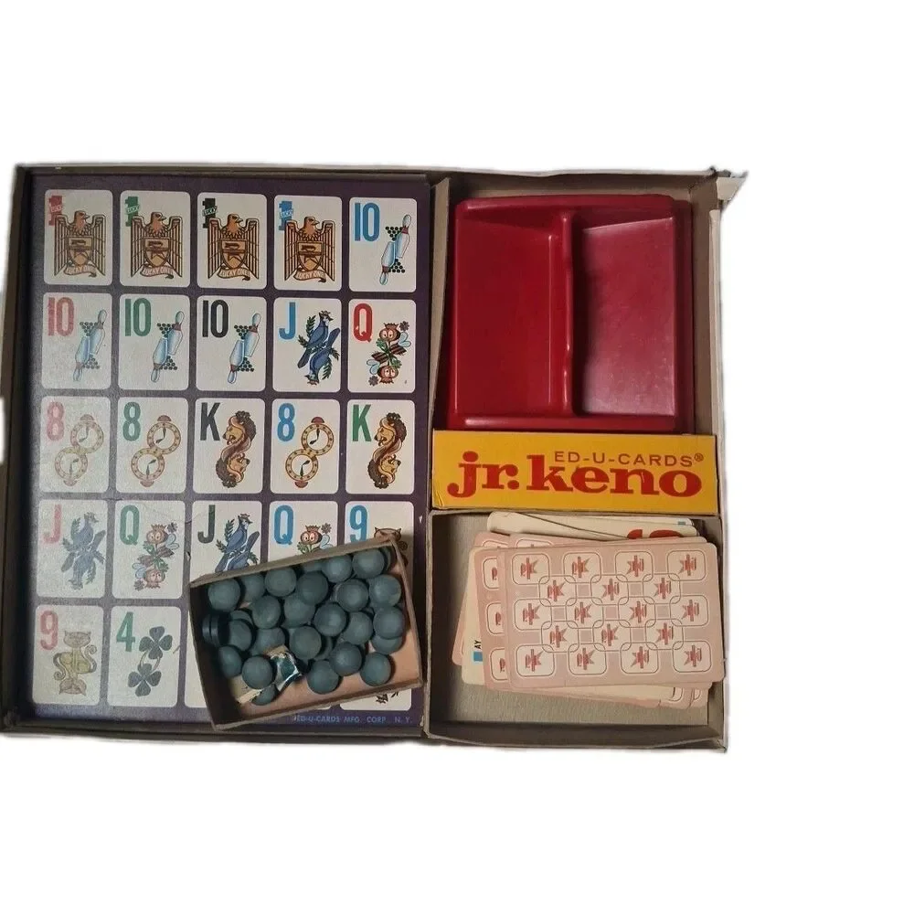 JR. KENO ED-U-CARDS Board Game 1962 Complete Nice Condition